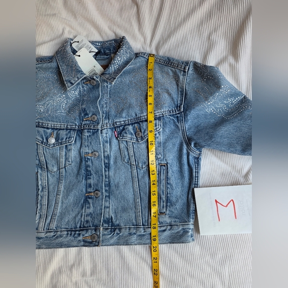 Beyoncé X Levi’s® Shrunken '90s Trucker Jacket Western Crystal Dark Blue Bnwt - Picture 6 of 16